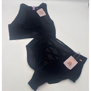 Savage X Fenty Black Sheer Bra (XL) & Panty Set (1X)